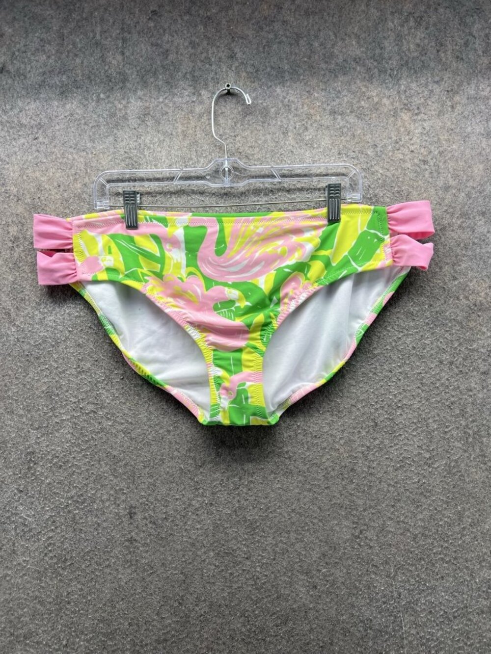 Lilly Pulitzer Bikini Bottom Womens 2XL Pink Green Flamingo Floral Lined Swim